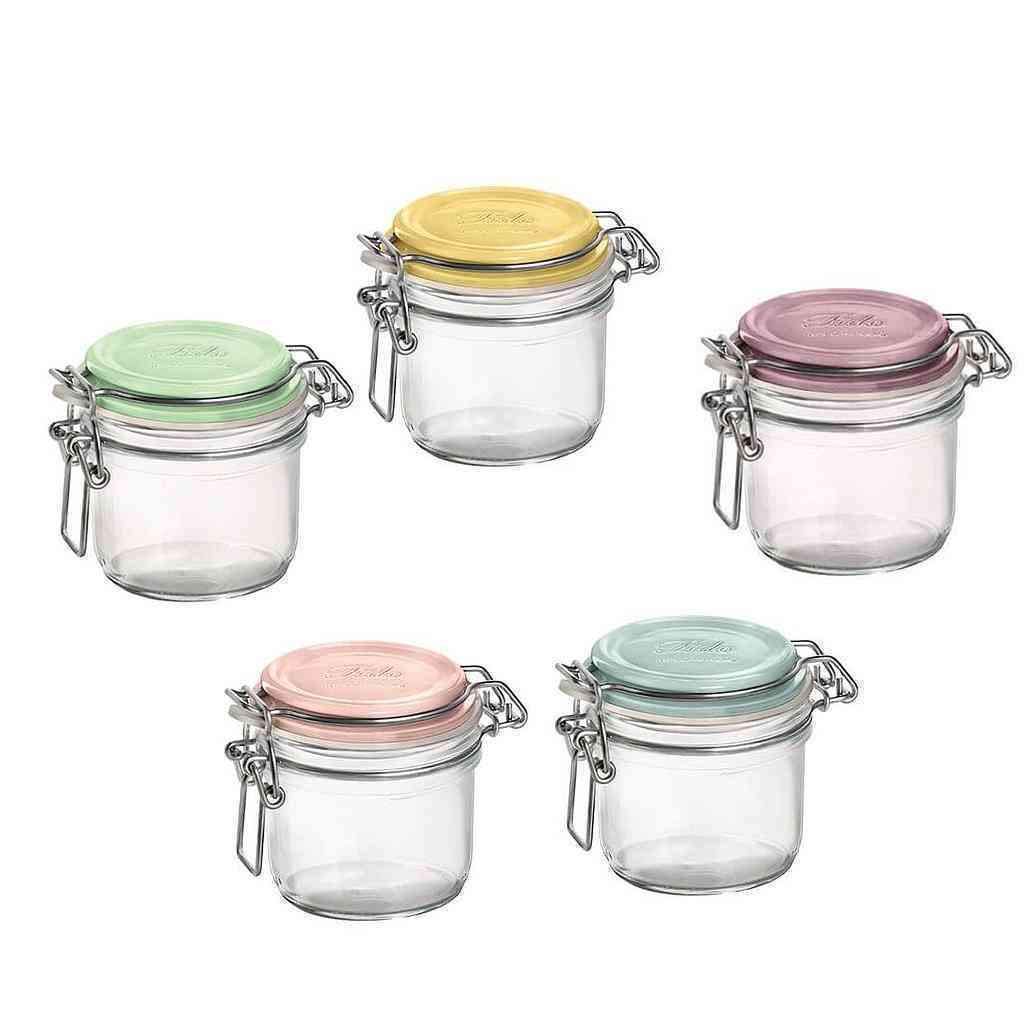 [BOR009] Hermetic round Fido jar with coloured lid 25,5cl (Yellow)