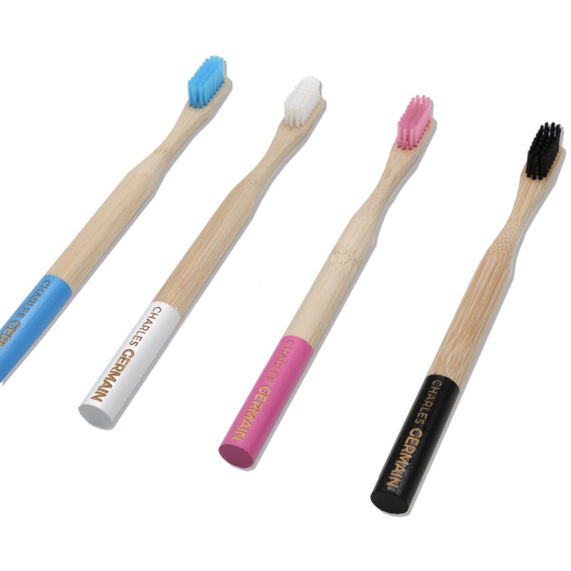 Brosse à dents en bambou lot de 4 couleurs
