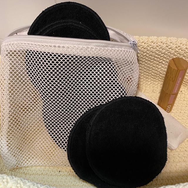 Disques à démaquiller Noirs réutilisables en coton bio éponge (pack de 10, diam 8 cm)